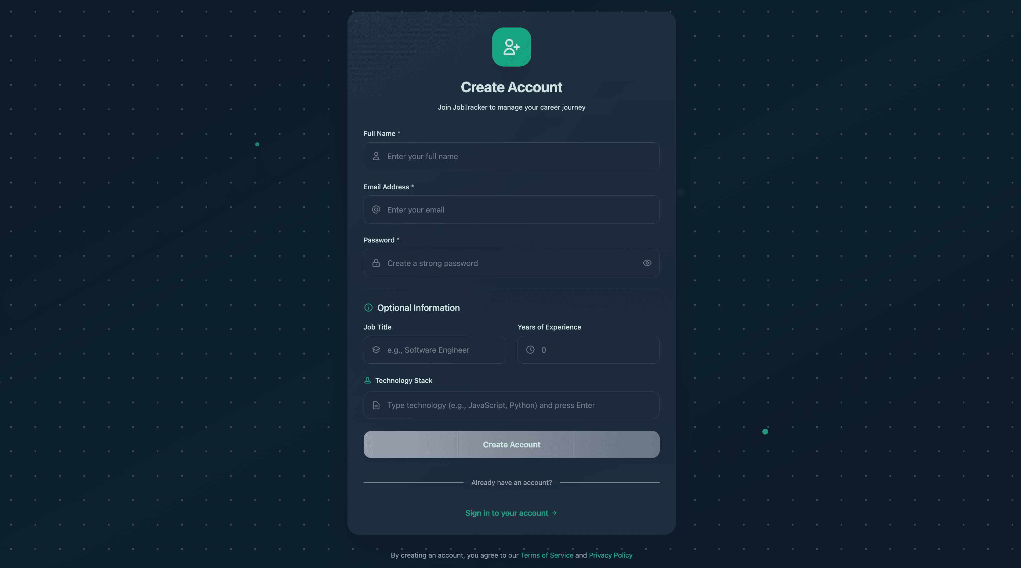 JobTracker screenshot 2